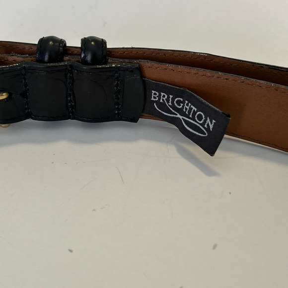 Brighton 32103 Black Embossed Leather  Alligator Men's Belt Size 34 Brass Buckle - Picture 11 of 12